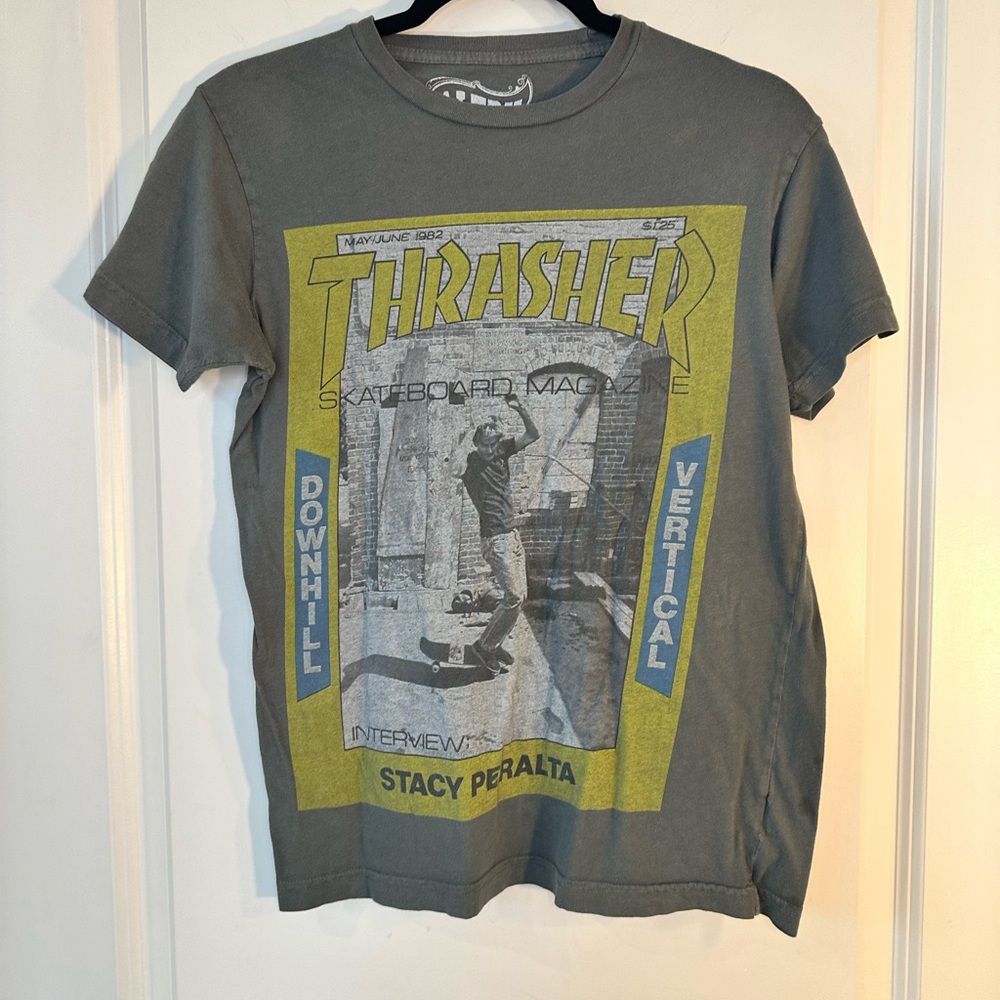 Altru Thrasher Stacy Peralta Skateboarding Grey Tee Shirt, Size small